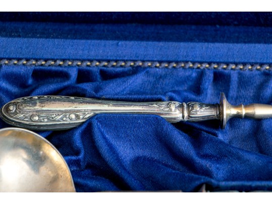 Two Sets Of 800 Silver Handled Serving Pieces, 8 In All, Boxed
