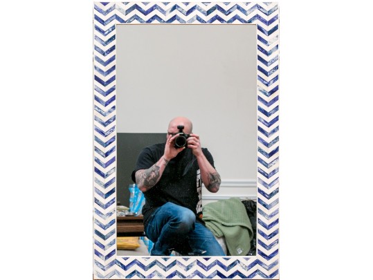 Chic Indigo Chevron Wall Mirror