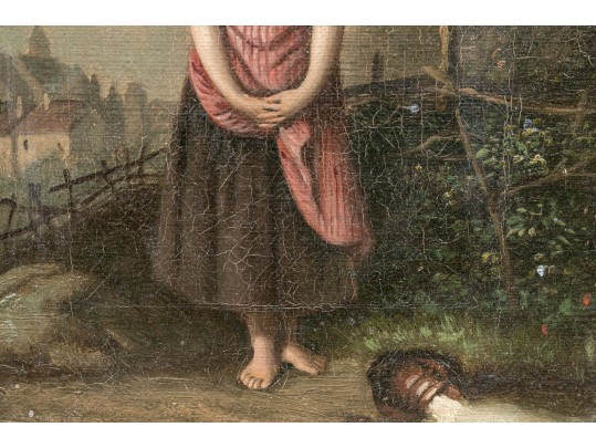 19th Century Oil On Canvas, Genre Scene With House Maid