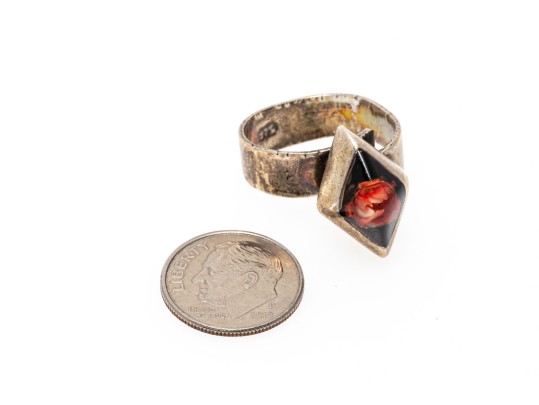 Sterling Bracelet, Brooch And Rings, Sizes 6.5