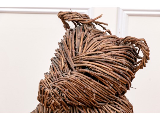 Playful Three Foot Wicker Teddy Bear