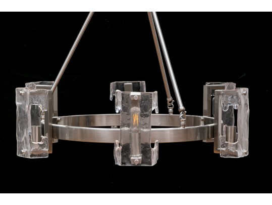 6 Light Chandelier Nickel And Glass