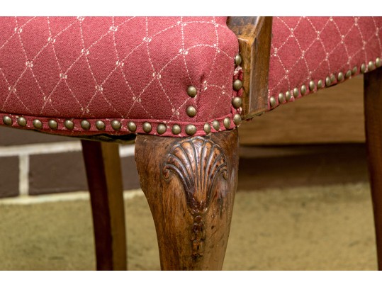 Pair Of Antique Queen Anne Style Fruitwood Armchairs