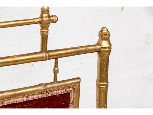 Fine Antique Embroidered Fire Screen 