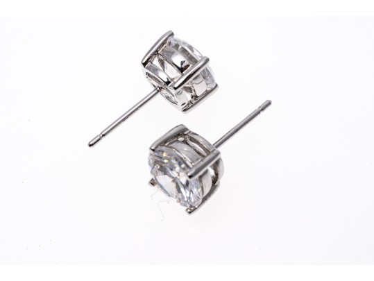 Sterling Silver And Zirconia Stud Earrings.