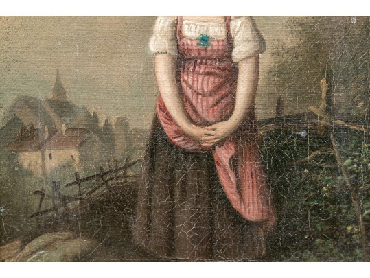 19th Century Oil On Canvas, Genre Scene With House Maid