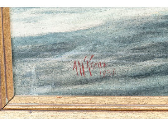 Antique Oil On Canvas, Clipper Ship Ca. 1936, Signed Philipps
