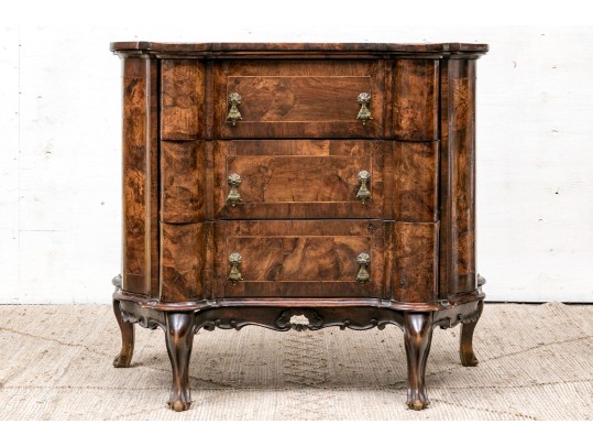 Vintage Italian Highly Figured Olive Wood Chest Of Drawers