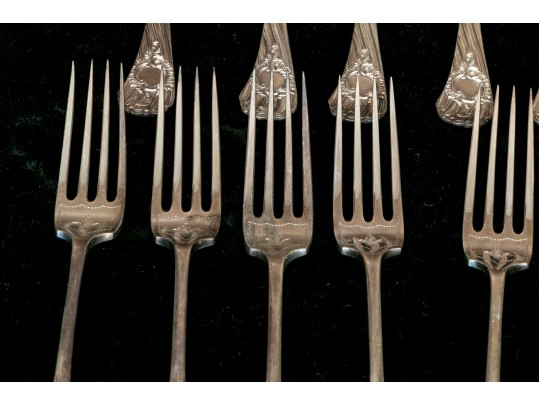 Two Partial Sets Of Quality Continental Silverplate Complementary Flatware