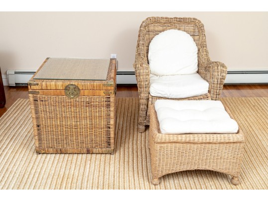 Three Pieces Vintage Woven Wicker 