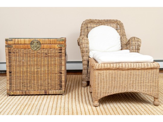 Three Pieces Vintage Woven Wicker 