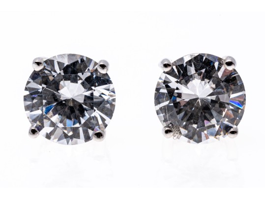 Sterling Silver And Zirconia Stud Earrings.