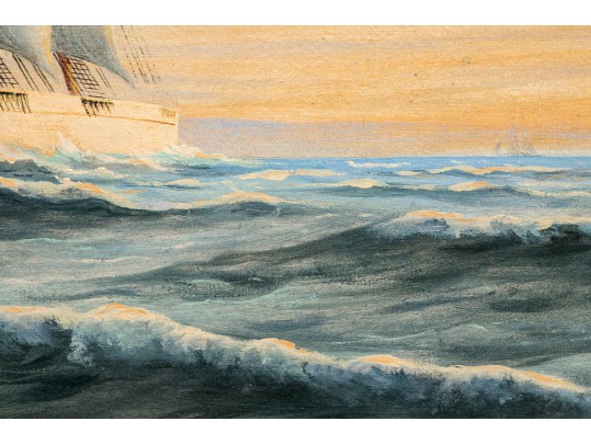 Antique Oil On Canvas, Clipper Ship Ca. 1936, Signed Philipps
