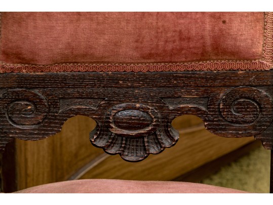Pair Of Antique Carved Oak Side Chairs 