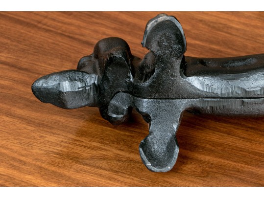 Black Painted Iron Boot Scrape Dachshund Shaped