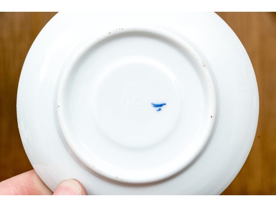 Vintage Continental Blue And White Porcelain Demitasse Set