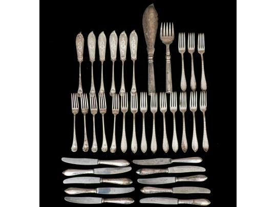 Two Partial Sets Of Quality Continental Silverplate Complementary Flatware