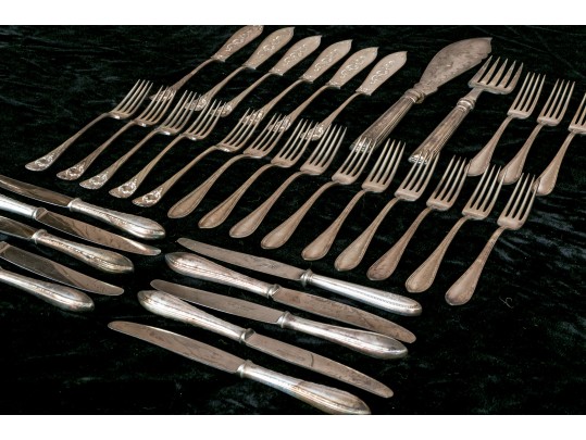 Two Partial Sets Of Quality Continental Silverplate Complementary Flatware
