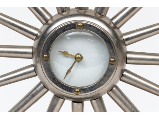 Vintage Sunburst Battery Table Clock By Surya India