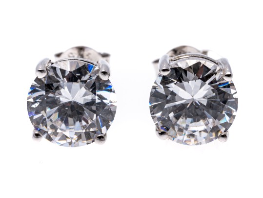 Sterling Silver And Zirconia Stud Earrings.