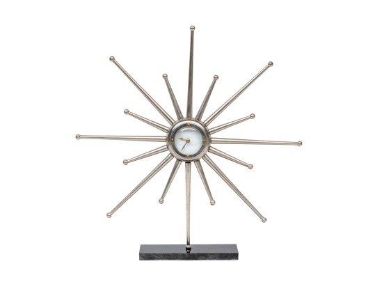 Vintage Sunburst Battery Table Clock By Surya India