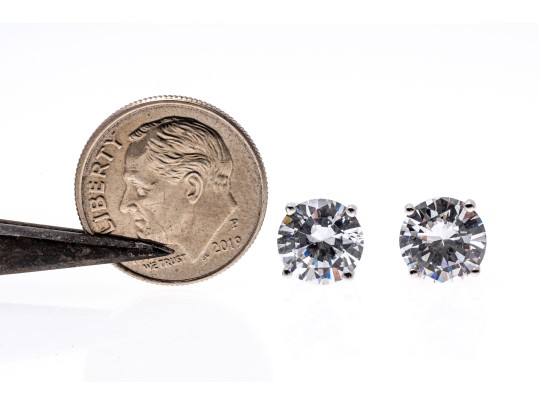 Sterling Silver And Zirconia Stud Earrings.