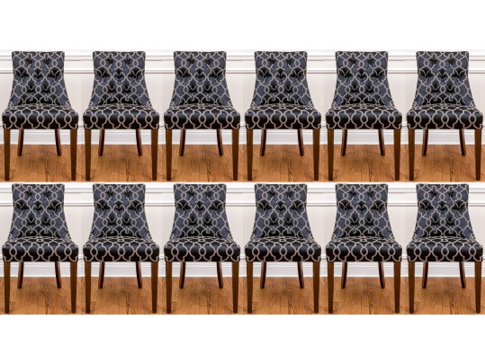 Quality Set Of 12 Geometric Upholstered Side Chairs