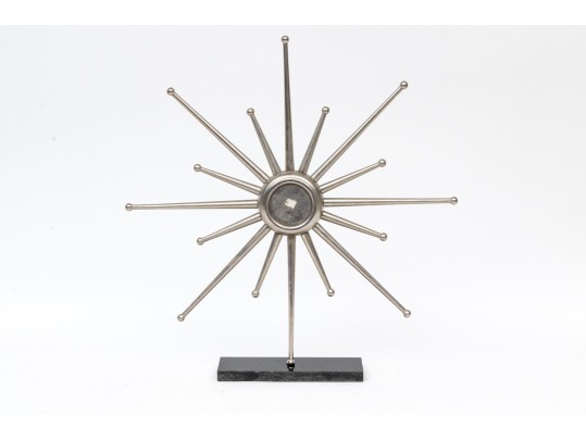 Vintage Sunburst Battery Table Clock By Surya India