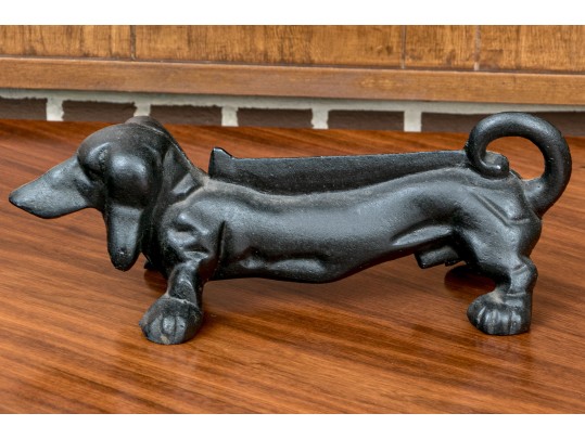 Black Painted Iron Boot Scrape Dachshund Shaped