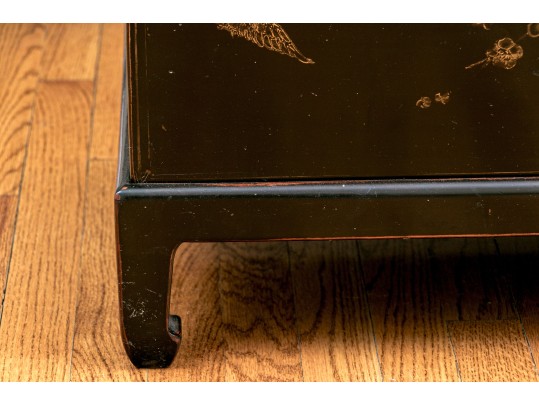 Chinese Black Lacquered Chest On Stand