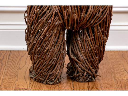 Playful Three Foot Wicker Teddy Bear