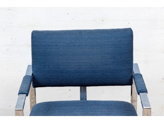 Pair Of Chrome Framed Upholstered Armchairs