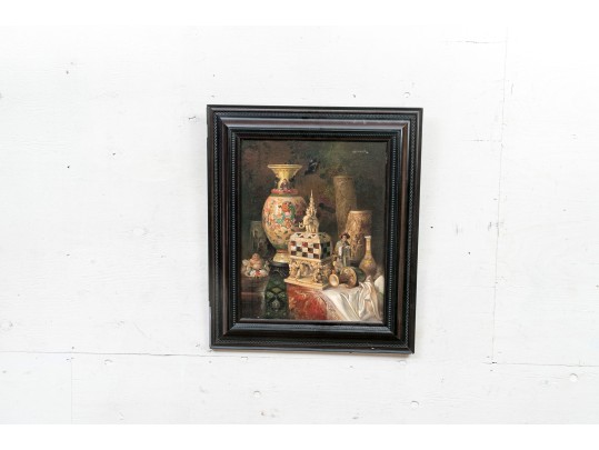 Ludwig Augustin (Austria, 1882- 1960) Antique Oil On Canvas, Still Life With Orientalia