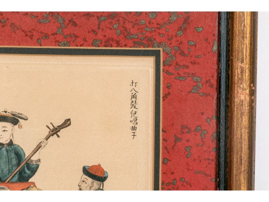 Pair Of Antique French Hand Colored Etchings, Chinese Genre Scenes With Figures