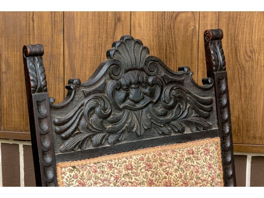 Antique Carved Oak Hall Chair 