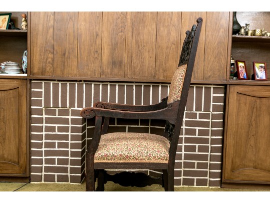 Antique Carved Oak Hall Chair 