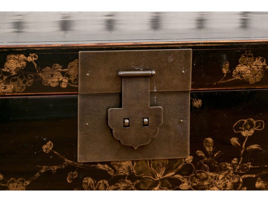 Chinese Black Lacquered Chest On Stand