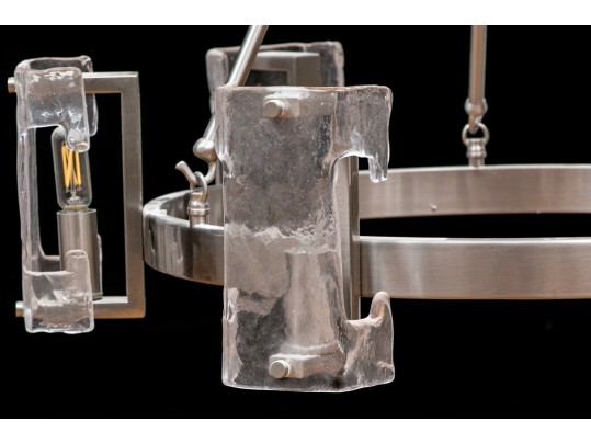6 Light Chandelier Nickel And Glass