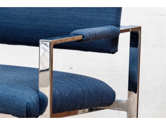 Pair Of Chrome Framed Upholstered Armchairs