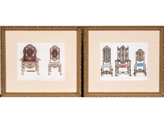 Two Gilt Framed Prints Of Antique Chairs