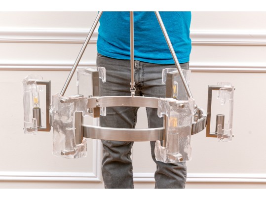6 Light Chandelier Nickel And Glass