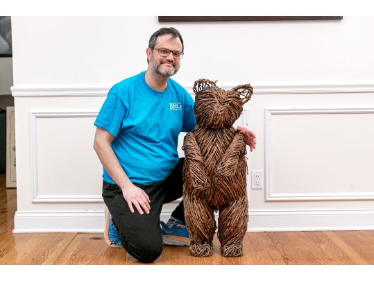 Playful Three Foot Wicker Teddy Bear
