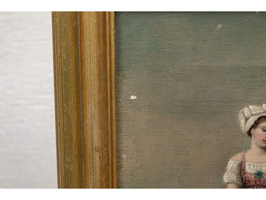19th Century Oil On Canvas, Genre Scene With House Maid