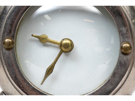 Vintage Sunburst Battery Table Clock By Surya India