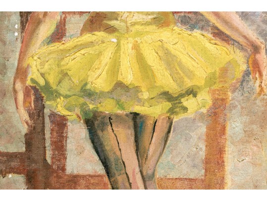 Vintage Oil On Artist Board, Ballerina