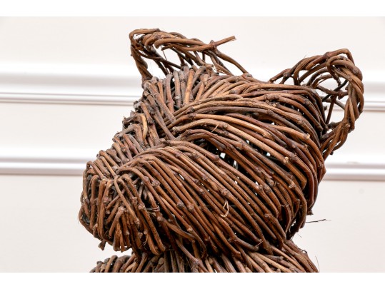 Playful Three Foot Wicker Teddy Bear