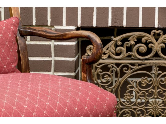 Pair Of Antique Queen Anne Style Fruitwood Armchairs