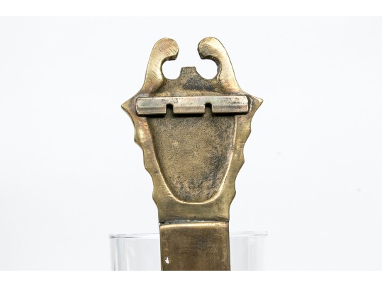 Pair Of Quality Heavy Brass And Glass Wall Sconces