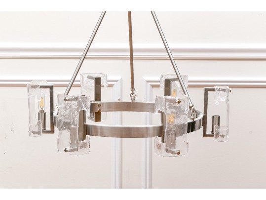 6 Light Chandelier Nickel And Glass
