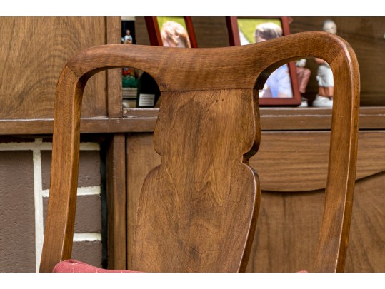 Pair Of Antique Queen Anne Style Fruitwood Armchairs
